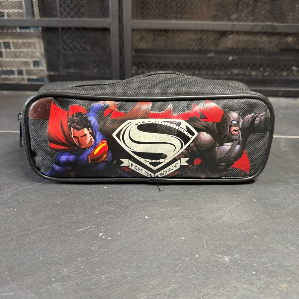 DC Comics Batman v Superman Dawn of Justice Pencil Makeup Bag Zipper Pouch Black